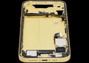 Tapa trasera amarilla OEM usada para iPhone 14 (A2649, A2881) con puerto de carga y marco medio.