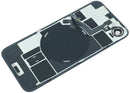 Tapa trasera original blanca para iPhone 17e con MagSafe y NFC, ideal para reparación de repuesto Apple.