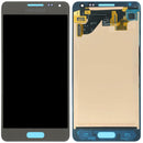 Pantalla LCD original Samsung Galaxy Alpha G850F dorada, para reparación de display roto.