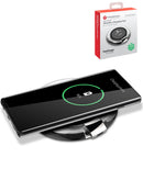 Base de carga inalámbrica PowerPeak negra de 15W, con indicador LED, para carga rápida de smartphones.