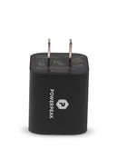 Cargador de pared SlowBack negro de 18W con cable USB a Type-C de 6 pies para carga rápida de celular.