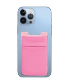 Bolsillo adhesivo Base WallEt rosa pálido para teléfono, con ranuras para tarjetas y logotipo SlowBack.