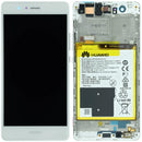 Pantalla LCD blanca con marco para Huawei P9 Lite VNS-L21, lista para reparación y cambio de display.