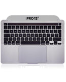 Tapa superior Space Gray usada para MacBook Pro 13" A2338 (2020) con teclado ANSI US y trackpad.