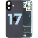 Tapa trasera original Apple iPhone 17 negra con cristal brillante, MagSafe y NFC. Repuesto para reparación.