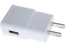 Cargador de pared USB-A Samsung blanco de 10W, ideal para viajes, con puerto de carga 5V 2A.