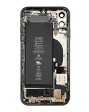 Tapa trasera original negra para iPhone 11 con componentes preinstalados para reparación.
