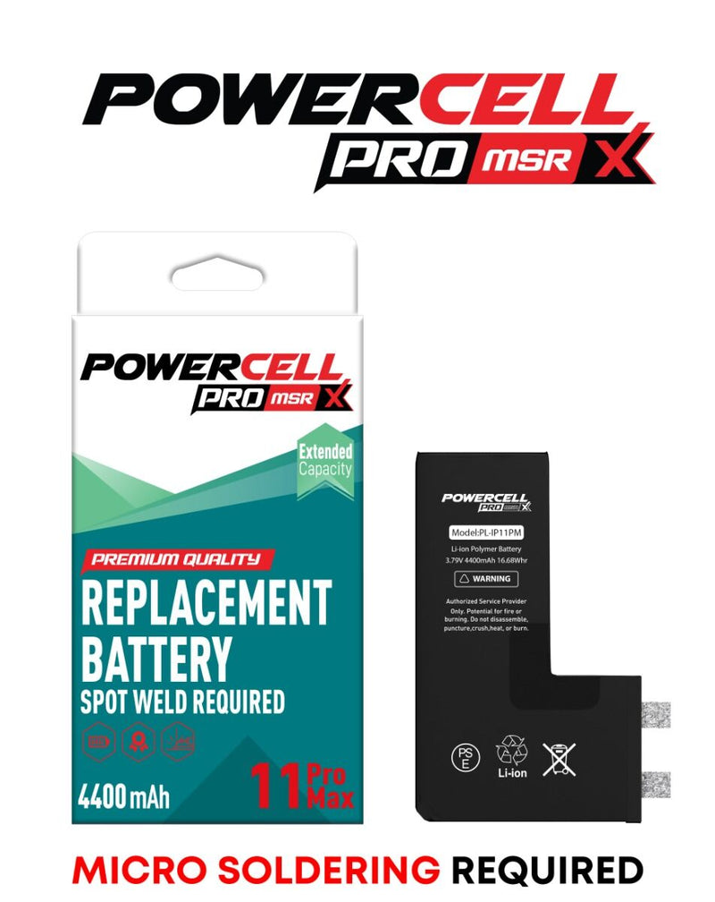 Celda Powercell de iPhone 11 Pro Max Lista para soldadura spot  (4400 mAh)