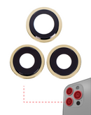 Lente para camara trasera con soporte y marco para iPhone 12 Pro (Dorado) (Zafiro autentico / Premium)
