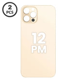 Tapa trasera de vidrio para iPhone 12 Pro Max con agujero de cámara más grande en color dorado en Quetzaltenango.