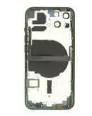 Marco trasero verde para iPhone 13 con componentes pequeños preinstalados, ideal para reparación BajoPPLCD.