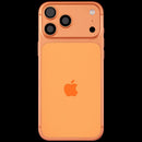 Tapa trasera usada Cosmic Orange para iPhone 17 Pro Max con puerto de carga y pequeñas piezas.