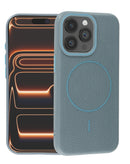 Case de cuero SlowBack azul Wayne magnético para iPhone 13 Pro, con tacto suave y ajuste perfecto.