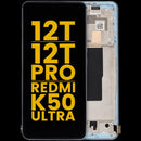 Pantalla OLED azul refurbished para Xiaomi 12T/12T Pro/Redmi K50 Ultra, con marco, lista para reparación.