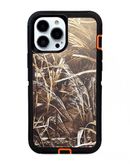Protege tu iPhone 13 Pro con una funda heavy duty en color camuflaje naranja en Quetzaltenango.