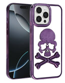 Protege tu iPhone 13 Pro Max con estilo con esta funda transparente con diseño de calavera en color morado en Xela Quetzaltenango.