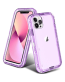 Protege tu iPhone 13 Pro Max con esta funda transparente antichoque en color morado en Quetzaltenango.