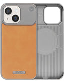Case de cuero metalico iPhone 13/14 (BROWN)