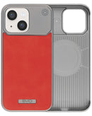Funda de cuero metalico iPhone 13/14 (BURGUNDY)