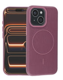 Case magnético de piel en tono púrpura "Sunset Purple" para iPhone 13 o iPhone 14, accesorio elegante.