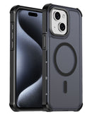 Case inalámbrico negro para iPhone 13, 14, 16e o 17e con borde electroplatado brillante, protege y carga.