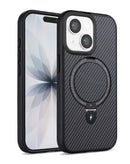 Case magnetico con soporte kickstand de fibra de carbono iPhone 13/14 (Negro)