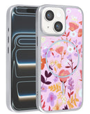 Funda MagSafe doble capa rosa floral para iPhone 13/14, diseño sutil y elegante con SlowBack.