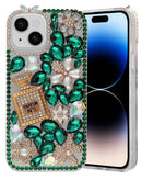 Funda de silicone rigida Crystal Flower Perfume - VERDE iPhone 13/14