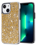 ¡Protege tu iPhone 14/13 con estilo con esta funda de doble capa Bling Diamond en color dorado en Xela Quetzaltenango!