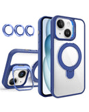 Funda transparente magnetica con 2 kickstand y lente de camara - azul oscuro 16e / 14 / 13