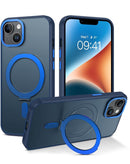 Encuentra en Xela un case de carga inalámbrica con soporte de anillo en color DARK BLUE para iPhone 14/13 en SlowBack.