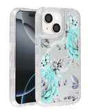 Encuentra en Xela Quetzaltenango el case transparente con cargador wireless y diseño de flores para iPhone 13 / 14.