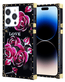 Funda LV de lujo para iPhone 14 Pro, acrílico espejo brillante, con patrón monogram y protección antirayaduras.