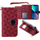 Protege tu iPhone 14 Pro Max con estilo con la funda wallet Triangle Geometric Design en color rojo en Xela Quetzaltenango.