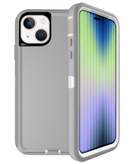 ¡Protege tu iPhone 14/13 con esta resistente funda heavy duty en color gris y blanco en Xela Quetzaltenango!