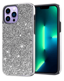 Encuentra la mejor funda de protección de doble capa Bling Diamond Plateado para iPhone 14 Pro en Quetzaltenango.