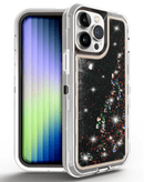 Protege tu iPhone 14 Pro con estilo en Xela Quetzaltenango con esta funda protectora bumper de glitter líquido en color negro.