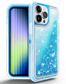 Protege tu iPhone 14 Pro con estilo con esta funda Glitter Liquid Bumper en color azul en Xela Quetzaltenango.