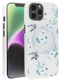 Tapa trasera con diseño floral para carga inalámbrica en blanco para iPhone 14 Pro Max en Quetzaltenango.