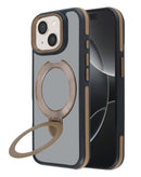 Funda transparente mate con carga inalambrica y soporte iPhone 15 DARK BROWN