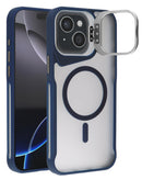 Funda transparente mate con soporte de camara con carga inalambrica iPhone 15 (BLUE)