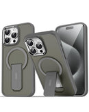 Case magnético transparente con kickstand gris para iPhone 13, 14, 15, 16E o 17E. Accesorio protector SlowBack.
