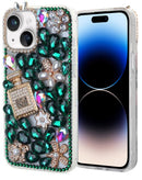 Protege tu iPhone 15 con esta funda rígida de silicona Crystal Flower Perfume en color verde en Xela Quetzaltenango.