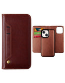 Protege tu iPhone 14 Plus / 15 Plus con estilo con esta funda de cuero magnética en color marrón en Xela Quetzaltenango.