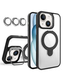 Encuentra el estuche magnético transparente con soportes y lente de cámara para iPhone 15 en Xela.