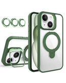 Funda magnetica transparente con 2 kickstand y lente de camara iPhone 15