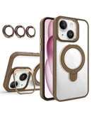 Funda transparente magnetica con 2 soporte y lente de camara DESERT TITANIUM iPhone 15
