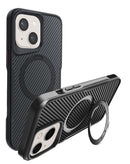 Funda de fibra de carbono magnetica con soporte iPhone 15 Negro