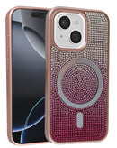 Funda con carga inalambrica bling diamond crystal iPhone 15 ROSE GOLD