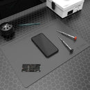 Tapete de silicona 2UUL negro 400x280mm, resistente al calor con recubrimiento anti-polvo para reparación de teléfonos.